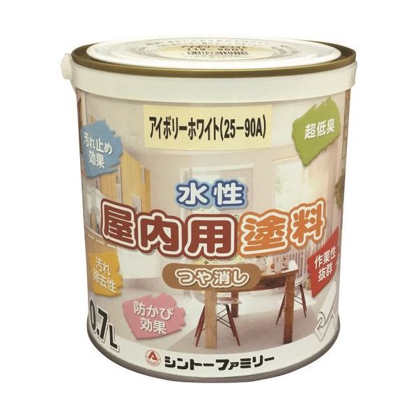 シントーファミリー シントー 水性屋内用塗料 アイボリーホワイト 4954 1セット(4缶) 137-8213（直送品）