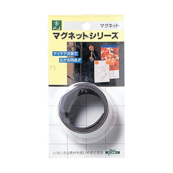 光 ゴムマグネットカラーストライプ ホワイト MR201-1 1セット(5巻:1巻×5パック) 820-1825（直送品）
