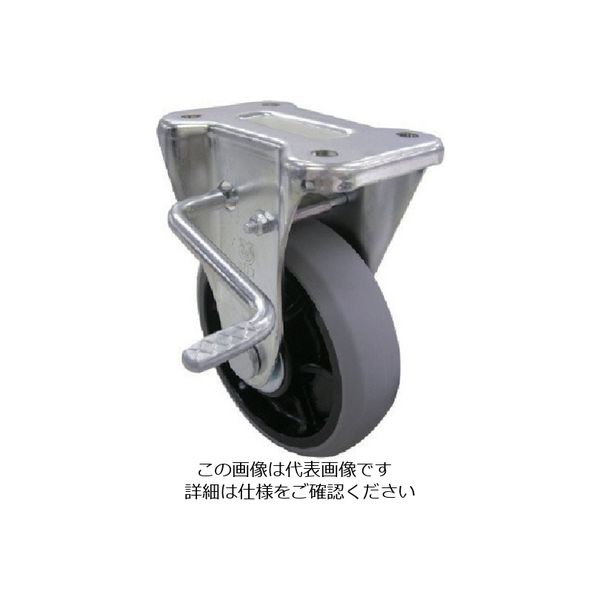 プレート式 固定 キャスター ウレタン 車輪径100mm ストッパー付き Jタイプ KB(L)型 取付寸法80×45 GUKB-100(L)（直送品）