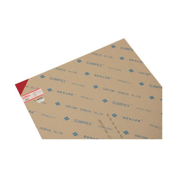 光 アクリル板(赤透明) 3×650×1100mm A400-3L 1枚 820-0543（直送品）