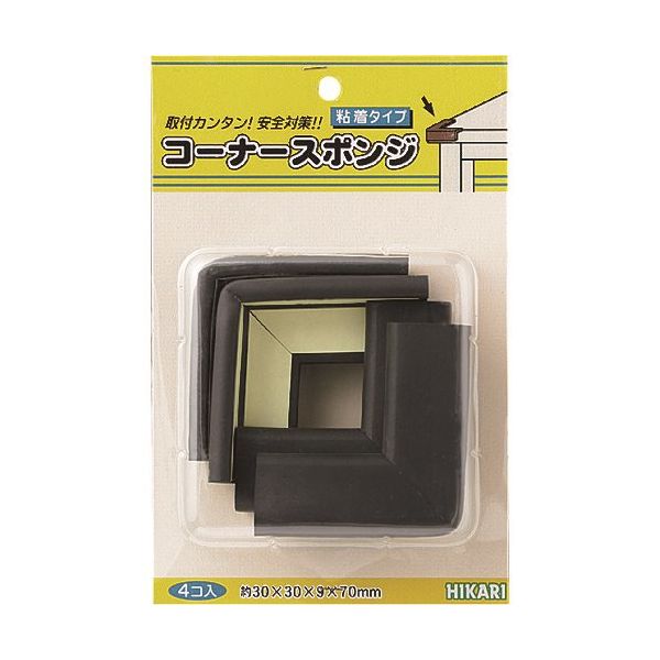 光 コーナースポンジ 4p 黒 PSRK-313 1セット(40個:4個×10パック) 224-7646（直送品）