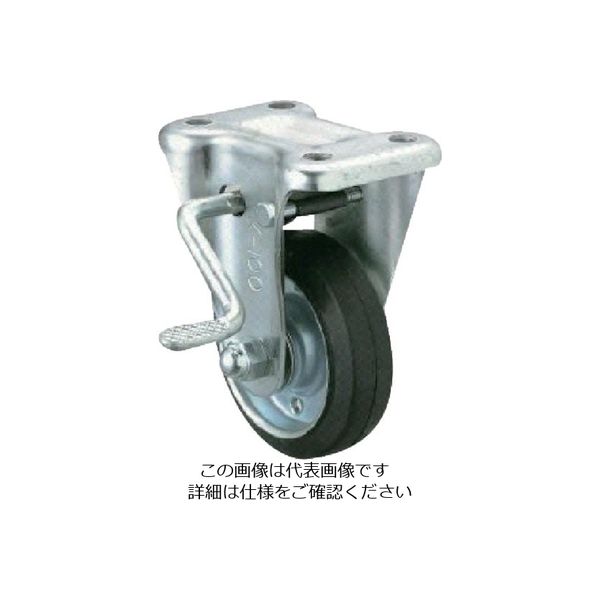 ユーエイ 産業用キャスターストッパー(左)付固定車 130径ゴム車輪 WKB-130L 1個 809-2756（直送品）