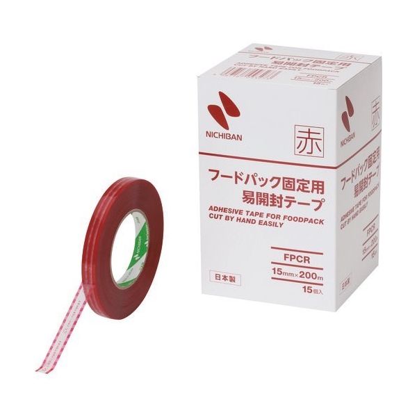 ニチバン フードパック固定用易開封テープ赤FPCRー15X200 15mmX200m FPCR-15X200 1セット(15巻)（直送品）