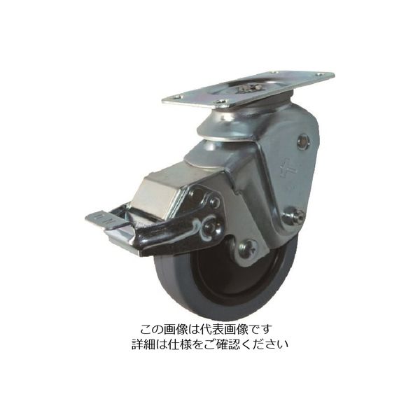 ハンマー オールステンレスクッションキャスター旋回式ゴム車輪125mm 線径2.8 SP付 935S0E-FR125S28 1個（直送品）