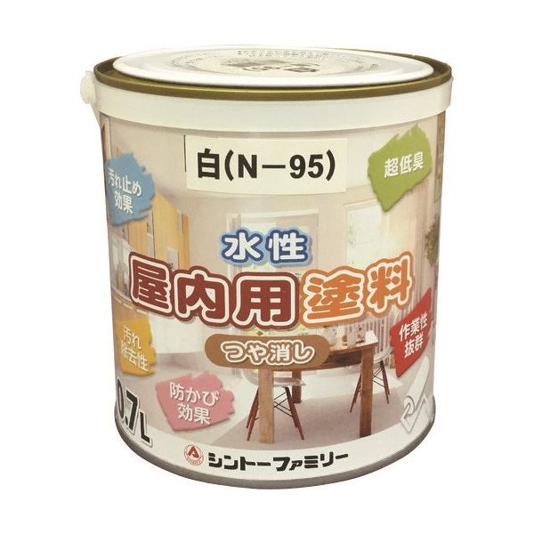 シントーファミリー シントー 水性屋内用塗料 白 4951 1セット(4缶) 137-8212（直送品）