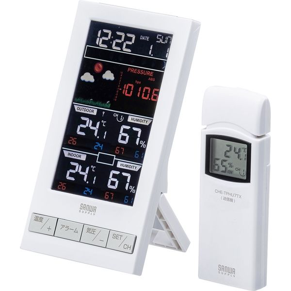 サンワサプライ ワイヤレス温湿度計(受信機1台＋送信機1台) CHE-TPHU7 1個（直送品）