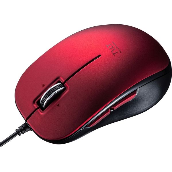 有線マウス　静音　5ボタン　中型サイズ　ブルーLED　MA-BL191R　サンワサプライ　1個（直送品）