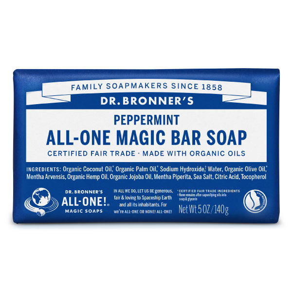 ドクターブロナー マジックソープバー（magic soap） 石鹸 ペパーミント 140g ネイチャーズウェイ