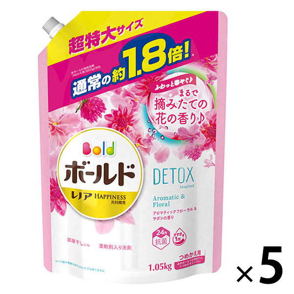 ボールド アロマティックフローラル&サボンの香り 詰め替え 超特大 1050g 1セット（5個入） 洗濯洗剤 P&G