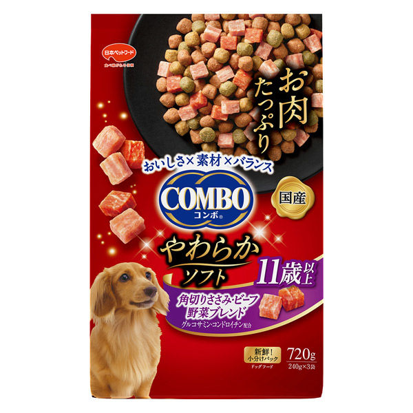 コンボ ドッグフード やわらかソフト 11歳以上 ささみ 国産 720g