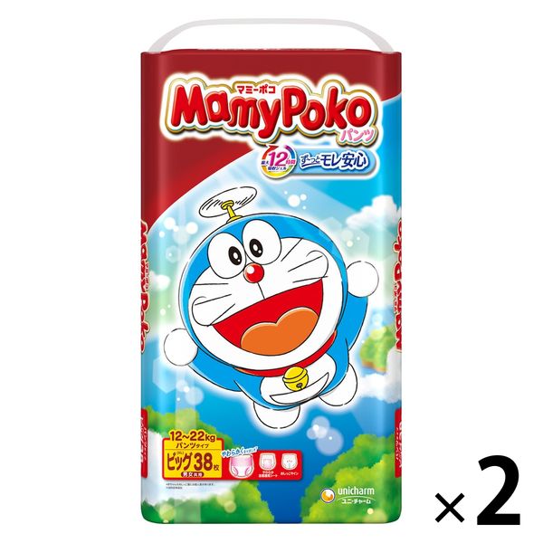 マミーポコ おむつ パンツ ビッグ（12～22kg） 1セット（38枚入×2パック） ドラえもん ユニ・チャーム