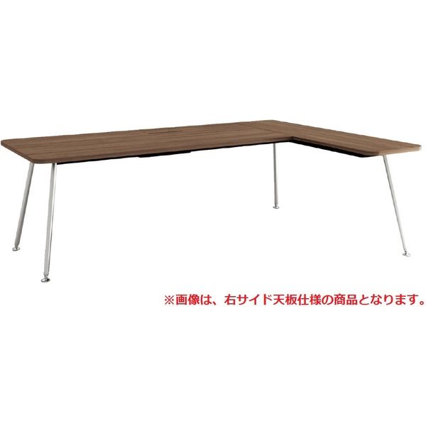 【組立設置込】プラス V1 スタンダード Lデスク 右サイド 抗菌 幅2200×奥行1600×高さ720mm ピュアウォールナット 1台（直送品）