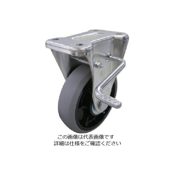 プレート式 固定 キャスター ウレタン 車輪径100mm ストッパー付き Jタイプ KB(R)型 取付寸法80×45 GUKB-100(R)（直送品）