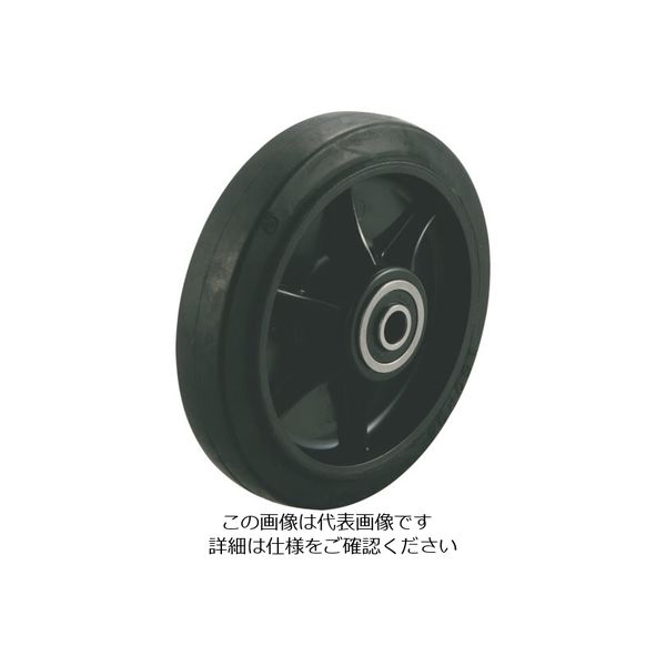 ユーエイ 150径ナイロンホイール黒ゴム車輪 NWR-150 1個 809-3641（直送品）