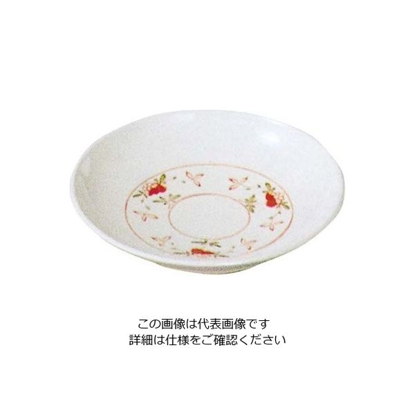 エンテック メラミン和食器 赤絵 丸皿 小 AKー14 61-6834-39 1個（直送品）