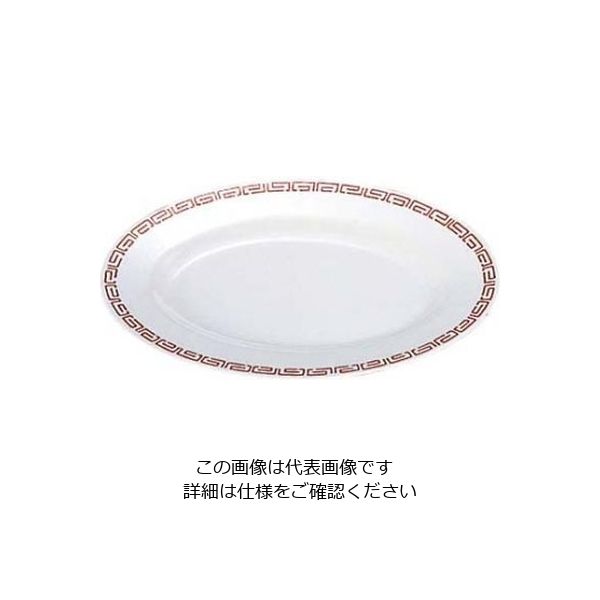 エンテック メラミン中華食器 瑞祥 小判皿 10インチ CAー23 外赤内白 61-6836-15 1個（直送品）