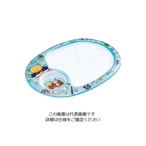 エンテック メラミン ランチ皿 こねこたい ブルー 61-6836-88 1個（直送品）