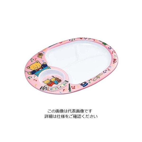 エンテック メラミン ランチ皿 こねこたい ピンク 61-6836-89 1個（直送品）