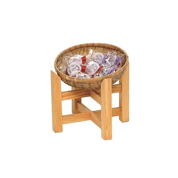 萬洋 木製 かご付飾り台(小)15ー707S 61-8010-27 1個（直送品）