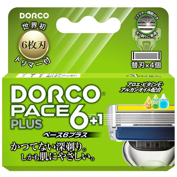 DORCO ドルコ PACE6Plus ペース6プラス 男性用 カミソリ 6枚刃 替刃4個入 4562351980029 1パック(4個入)（直送品）