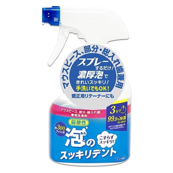 【入れ歯洗浄剤】 義歯洗浄 ライオンケミカル 泡のスッキリデントスプレー本体 1個(300ML)（直送品）