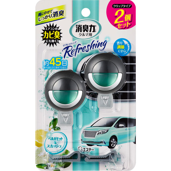 エステー クルマの消臭力 クリップタイプ ベルガモット＆スカッシュ 4901070160747 1個(6ML)（直送品）