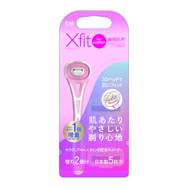 貝印 クロスフィット Xfit for women 敏感肌用 カミソリ 替刃2個付GA0094 4901331003325 1パック(2個入)（直送品）