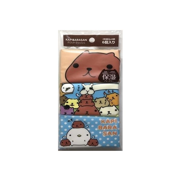 河野製紙 カピバラさん保湿ミニポケットティシュ 4901451164227 1パック(6個入)（直送品）