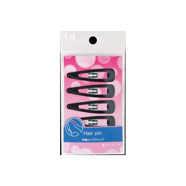貝印 HL0142 スタンダードセレクション スリーピン ブラック 4901601277807 1パック(4個入)（直送品）