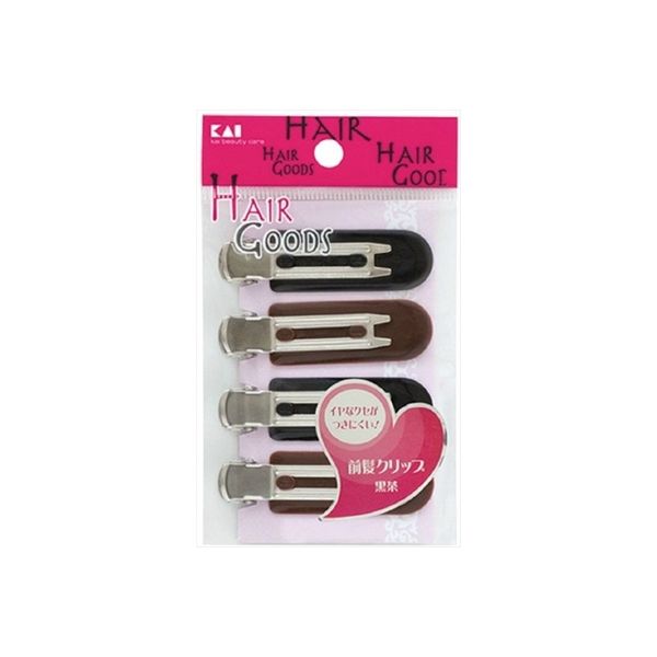 貝印 H／G 癖がつかない前髪クリップ 黒茶 4901601288636 1パック(4個入)（直送品）