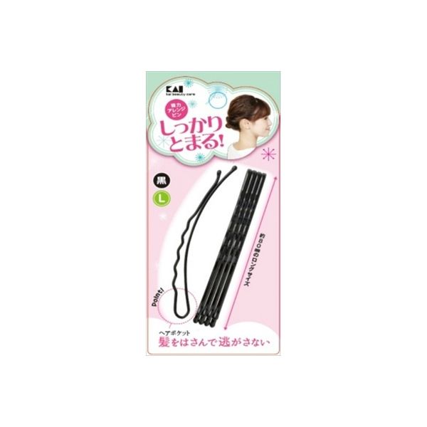 貝印 KQ3119強力アレンジピンL黒 4901601303940 1個(5本)（直送品）