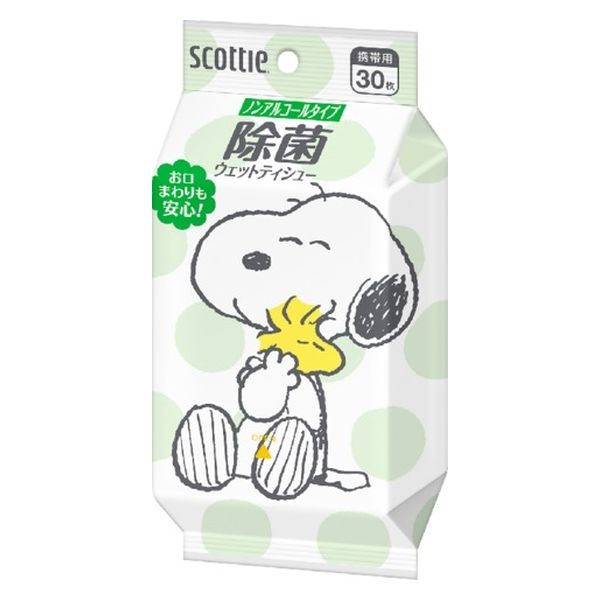 日本製紙クレシア スコッティ　ウェットティシュー　除菌　ノンアルコールタイプ　スヌーピー　３０枚 4901750766061 1個(30枚)（直送品）