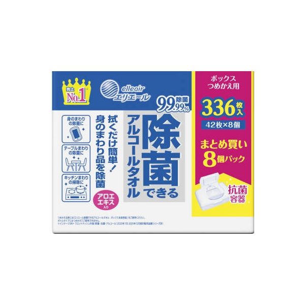 大王製紙 エリエール除菌できるアルコールタオルボックスつめかえ用42枚 4902011831535 1個(42枚)（直送品）