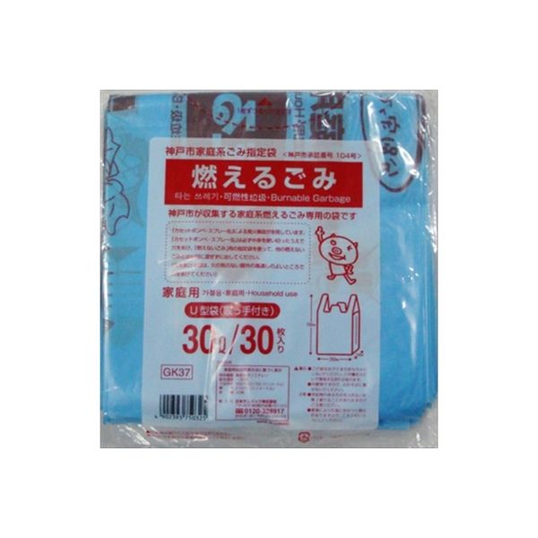 日本サニパック GK37神戸市燃えるごみ30Lとって付30枚 4902393750325 1個(30枚)（直送品）