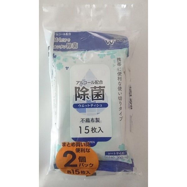 やなぎプロダクツ 除菌ウエットティシュ15枚入2個入 OSー102 4902465317272 1個(30枚)（直送品）