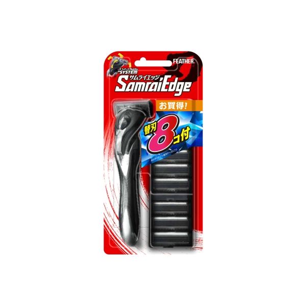 フェザー安全剃刀 サムライエッジホルダー 替刃8コ付 4902470463520 1個（直送品）