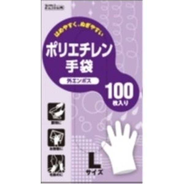 ダンロップホームプロダクツ ポリエチレン手袋 外エンボス 100枚入 Lサイズ 4904510994032 1個(100枚)（直送品）