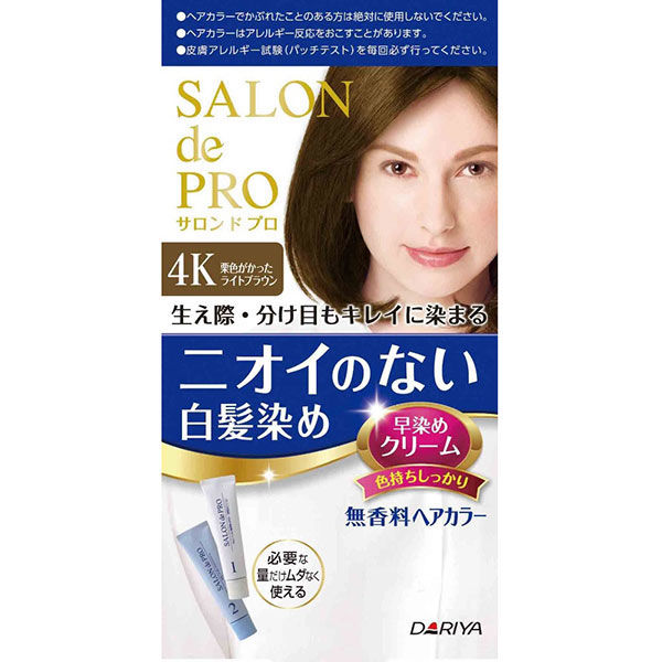 ダリヤ サロンドプロ　無香料ヘアカラー早染めクリーム（白髪用）　４Ｋ　栗色がかったライトブラウン 4904651180011 1個(40G)（直送品）