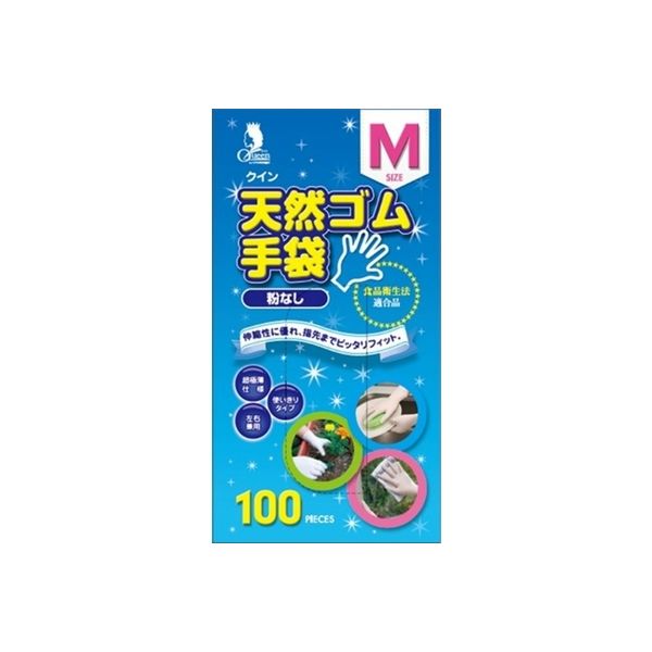 宇都宮製作 クイン天然ゴム手袋 M 100枚入 （N） 4976366012086 1個(100枚)（直送品）