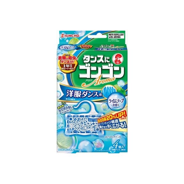 KINCHO（金鳥） ゴンゴンアロマ 洋服ダンス用 4個入 ライムソープの香り 4987115842199 1パック(4個入)（直送品）