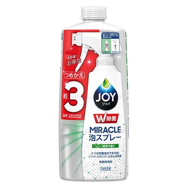 P＆G 除菌ジョイミラクル泡スプレー 緑茶の香り 詰替3回分 4987176027634 1個(630ML)（直送品）
