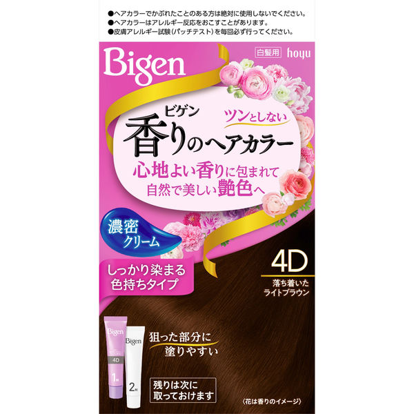 ホーユー ビゲン 香りのヘアカラー クリーム 4D 落ち着いたライトブラウン 4987205051425 1個(80G)（直送品）