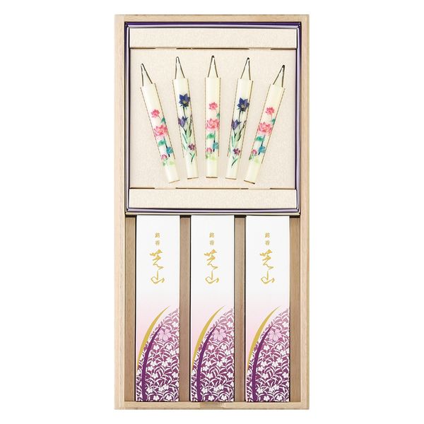 日本香堂 銘香芝山　桐箱絵ろうそく５本セット 4902125650190 1個（直送品）