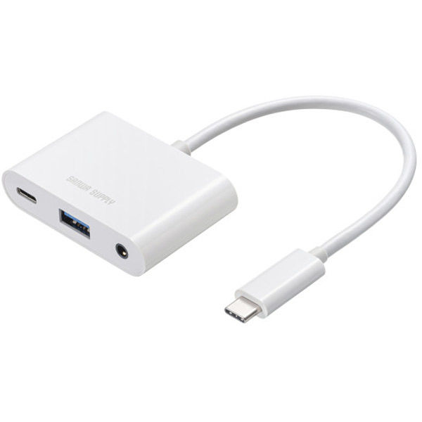 サンワサプライ  イヤフォンジャック付きType-Cハブ USB-5TCPA23W（直送品）