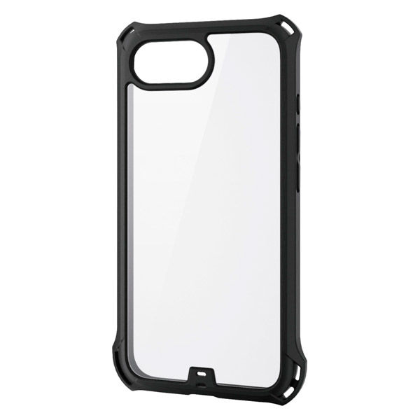 iPhone 16e ケース ハイブリッド 衝撃吸収 メタルステッカー付 ブラック PM-A25SZEROFCBK エレコム 1個（直送品）