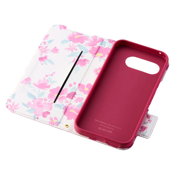 P251 ケース レザー 手帳型 超軽量 花柄 ディープピンク PM-P251PLFUJPND エレコム 1個（直送品）
