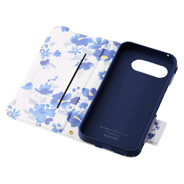 P251 ケース レザー 手帳型 超軽量 花柄 ネイビー PM-P251PLFUJNV エレコム 1個（直送品）