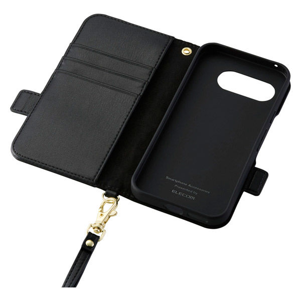P251 ケース レザー 手帳型 ハンドストラップ付 ブラック PM-P251PLFY4BK エレコム 1個（直送品）