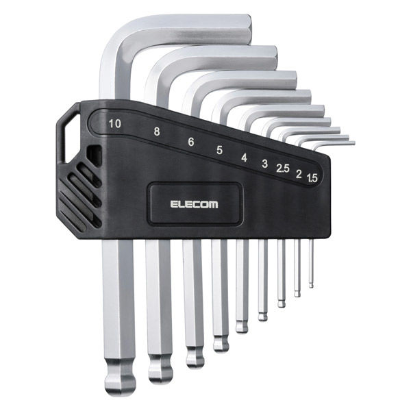 六角レンチセット 9本組 ボールポイント L型 ホルダー付き DIY 自転車 バイク修理 TL-HWS9 エレコム 1個（直送品）