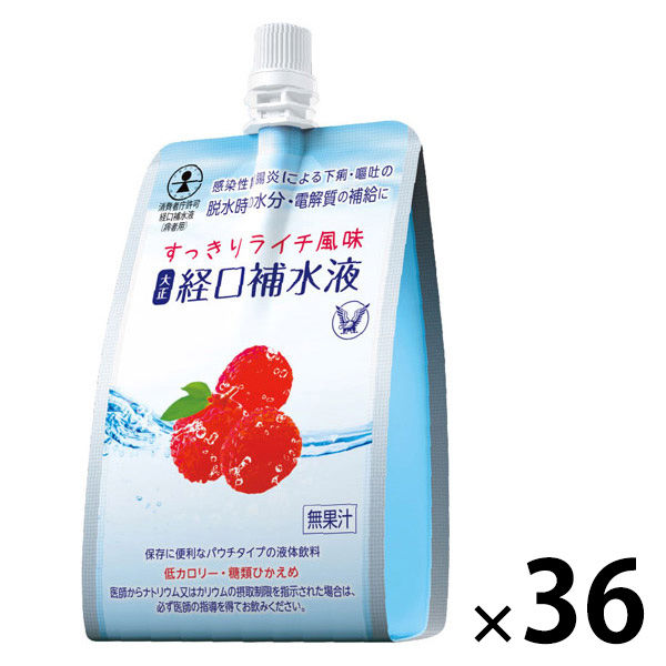 大正 経口補水液 すっきりライチ風味 1セット（1個（300ml）×36） 大正製薬　低カロリー　糖類ひかえめ　パウチタイプ